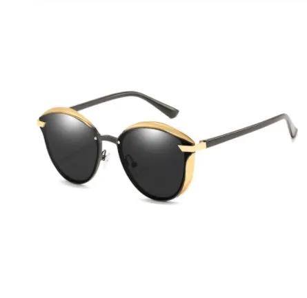Metal polarized casual glasses by FLIPSTYLEZLLC with round black lenses and gold frame on Tampa Home & Garden Store