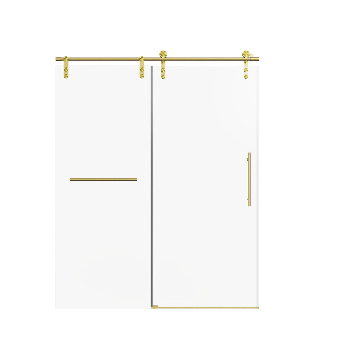 Frameless single sliding shower doors with gold towel rail and handle by HouseOfZazla on Tampa Home & Garden Store