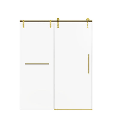 Frameless single sliding shower doors with gold towel rail and handle by HouseOfZazla on Tampa Home & Garden Store