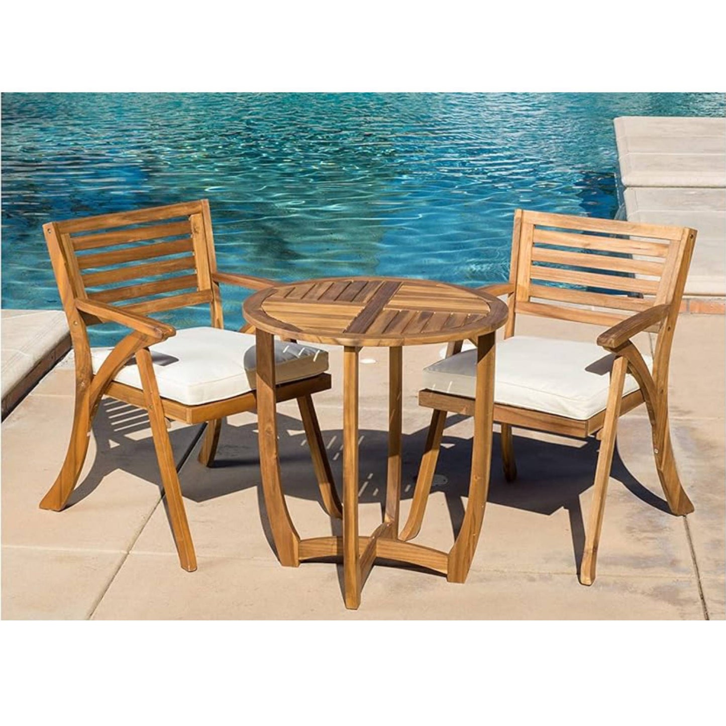 Acacia Wood Outdoor Dining Set with Coffee Table