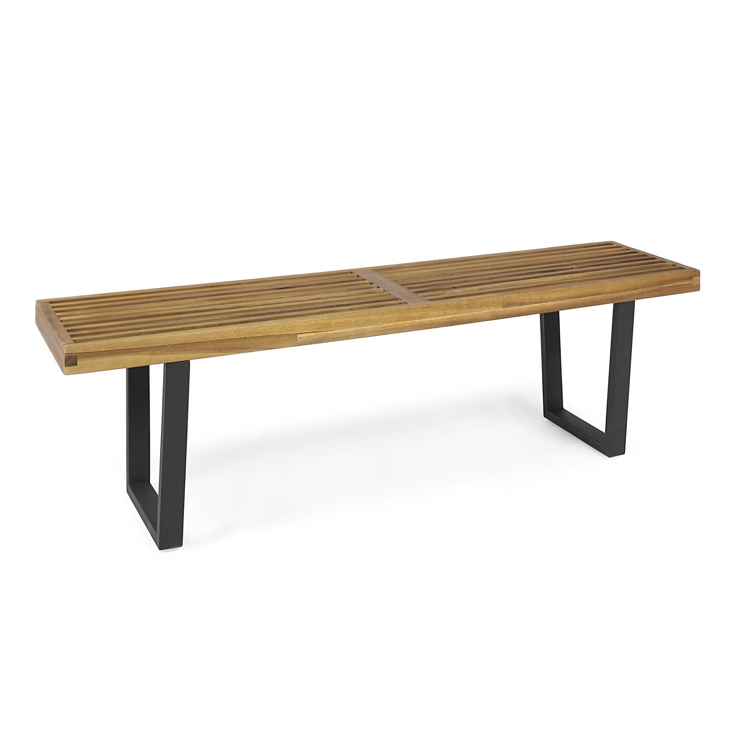 Intrinsic Outdoor Dining Bench Slat Top slats black legs on Tampa Home & Garden Store