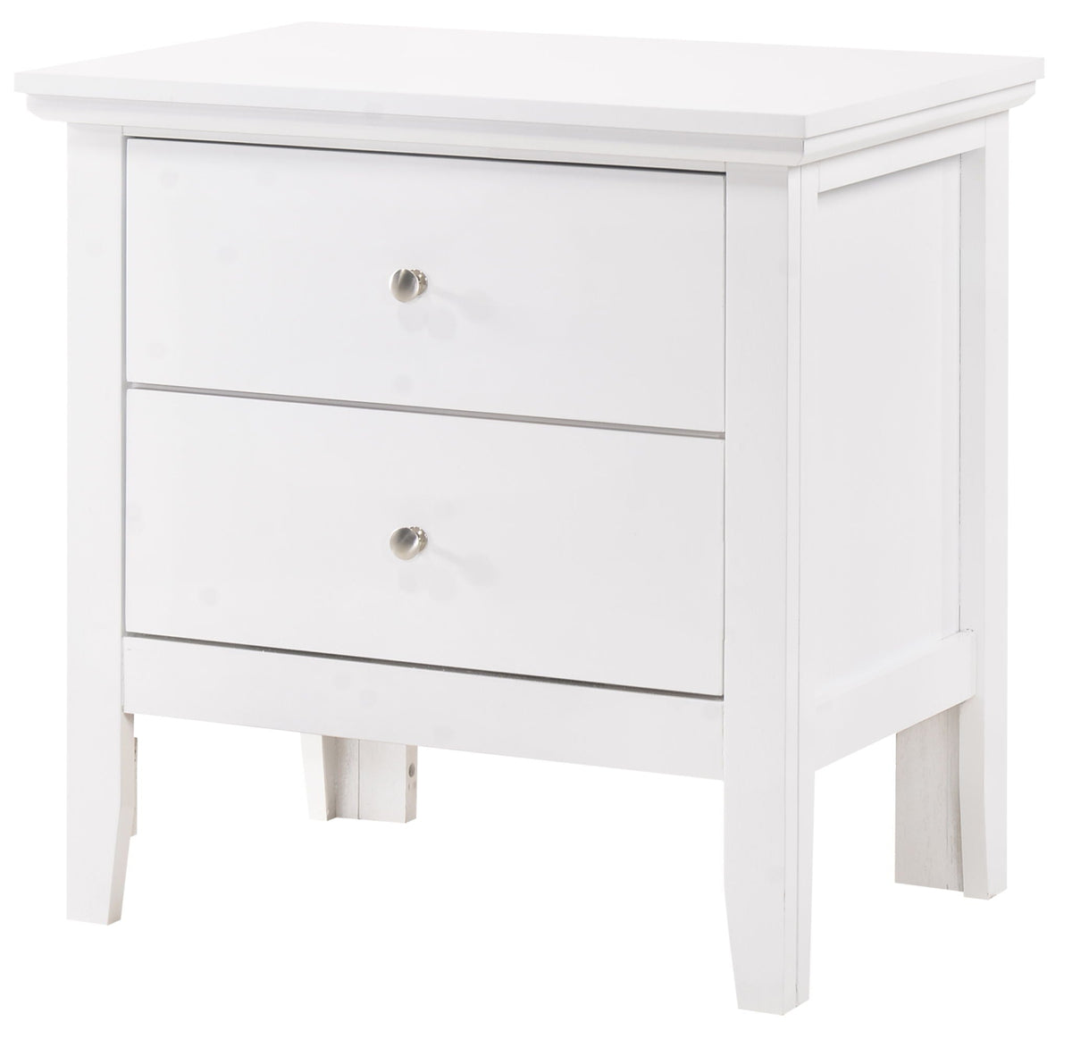English Dovetailed Drawers Nightstand by HouseOfZazla, white finish with nickel hardware on Tampa Home & Garden Store
