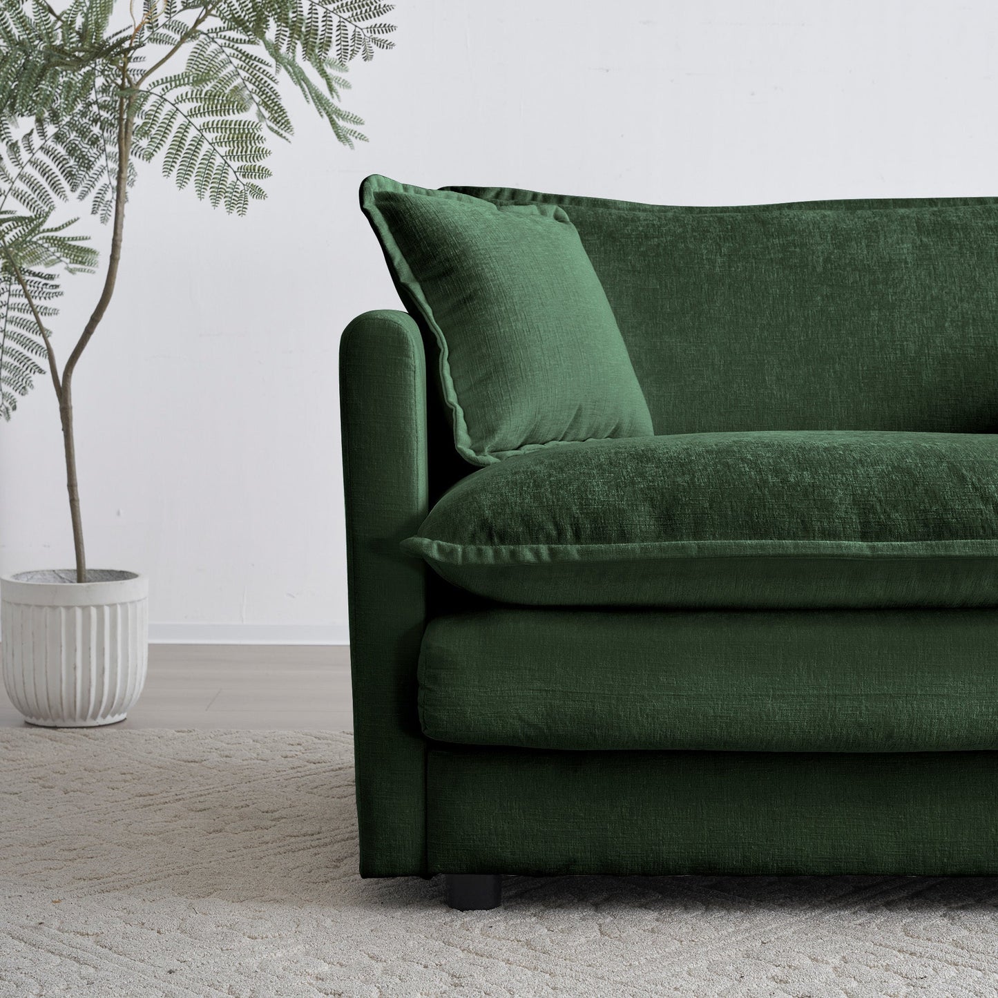 Mid-Century Modern 3-Seater sofa in green chenille by HouseOfZazla, stationary sofa on Tampa Home & Garden Store