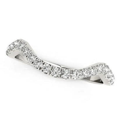 Rings: 14k white gold curved pave diamond wedding band, 1/5 cttw, Bids.com on Tampa Home & Garden Store