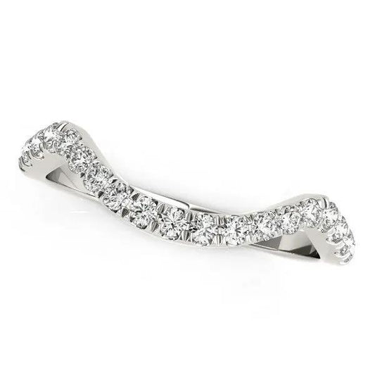 Rings: 14k white gold curved pave diamond wedding band, 1/5 cttw, Bids.com on Tampa Home & Garden Store