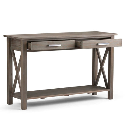 Kitchener console table in weathered gray wood with metal pulls by Unique Piece Furniture on Tampa Home & Garden Store