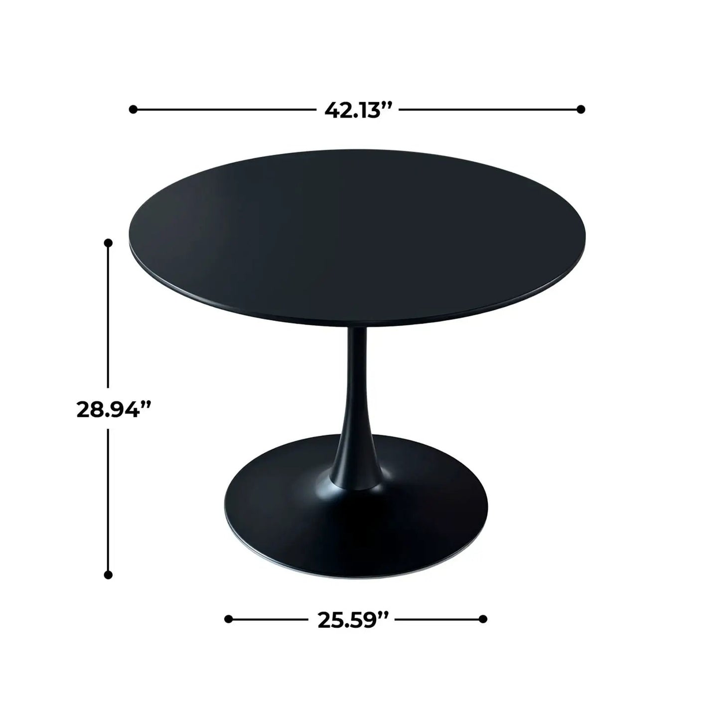 Tulip dining table black round top with pedestal base, 42.13, by Unique Piece Furniture on Tampa Home & Garden Store