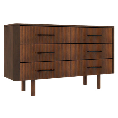 Six-drawer dresser in walnut solid wood with vertical grooved fronts by HouseOfZazla on Tampa Home & Garden Store