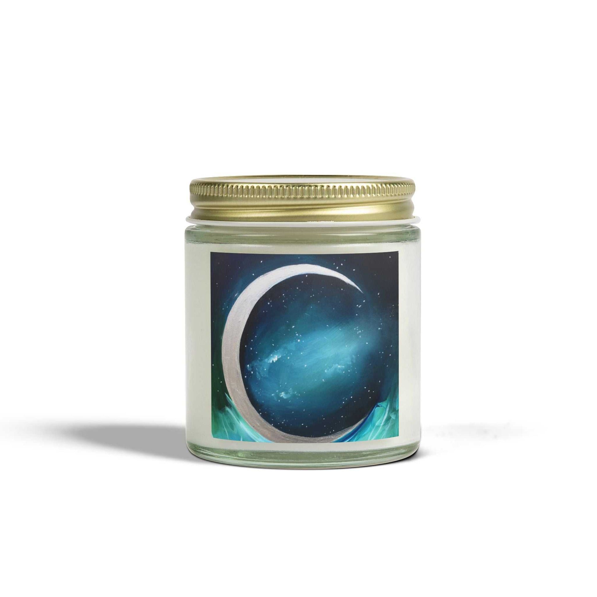 Scented candle jar Mai Autumn coconut apricot wax with a gold lid and cosmic label on Tampa Home & Garden Store