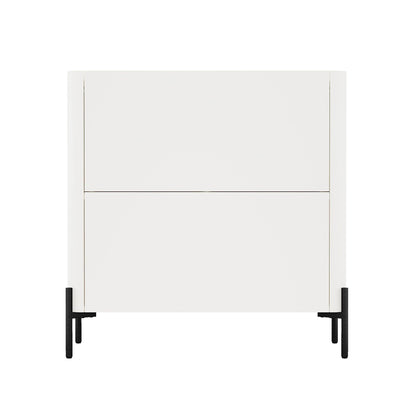 Abbey Accent Cabinet white finish with black metal legs on Tampa Home & Garden Store