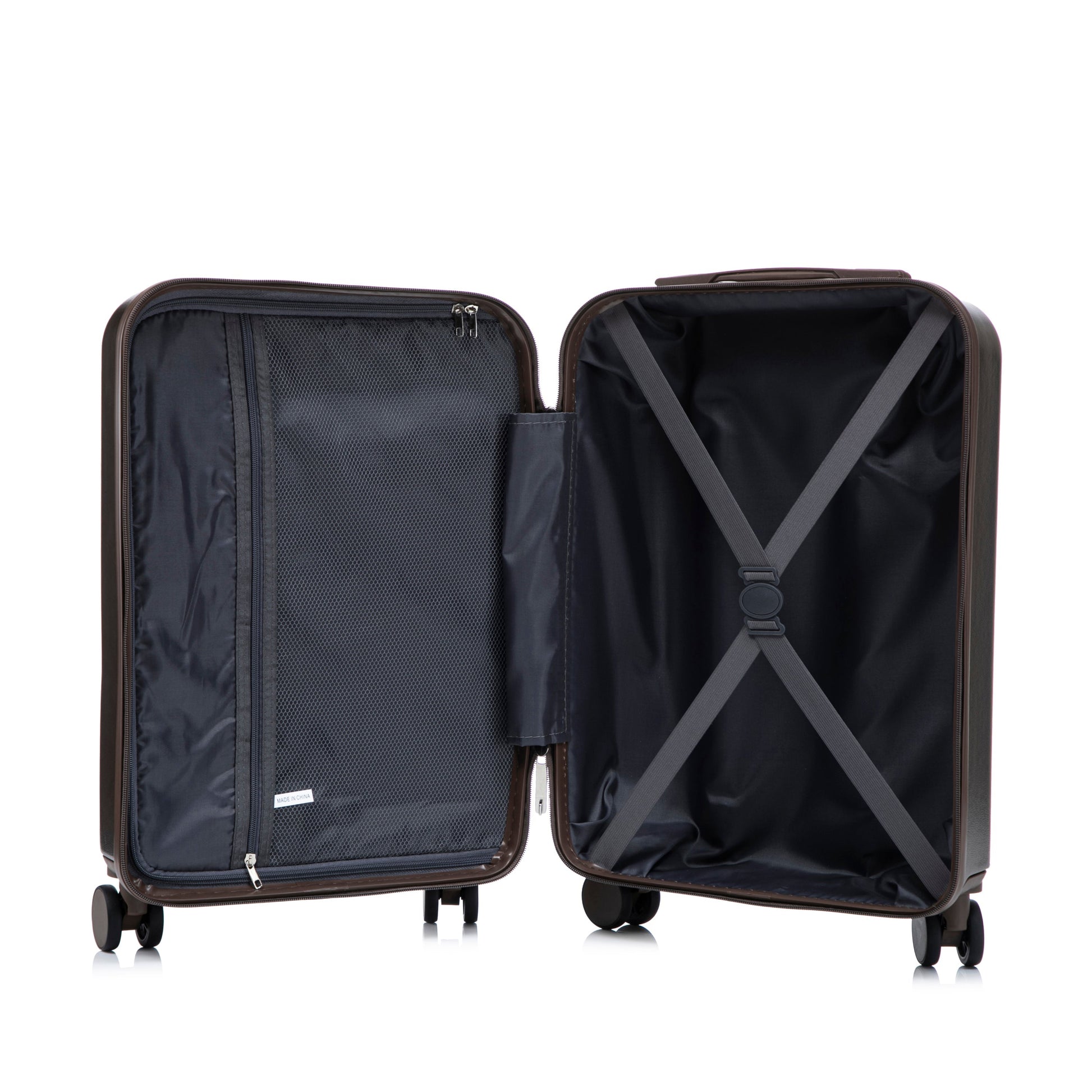 Luggage set 14' & 20' ABS spinner with cosmetic case, brown exterior, black interior HouseOfZazla on Tampa Home & Garden Store