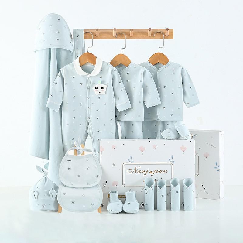 Newborn baby clothes thin suit gift set in light blue with stars, includes sleepers and hat on Tampa Home & Garden Store