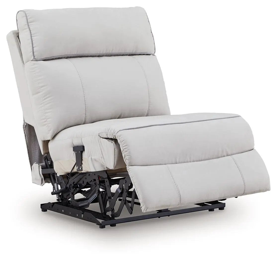 Social Pointe reclining sectional by Unique Piece Furniture in light gray fabric on Tampa Home & Garden Store