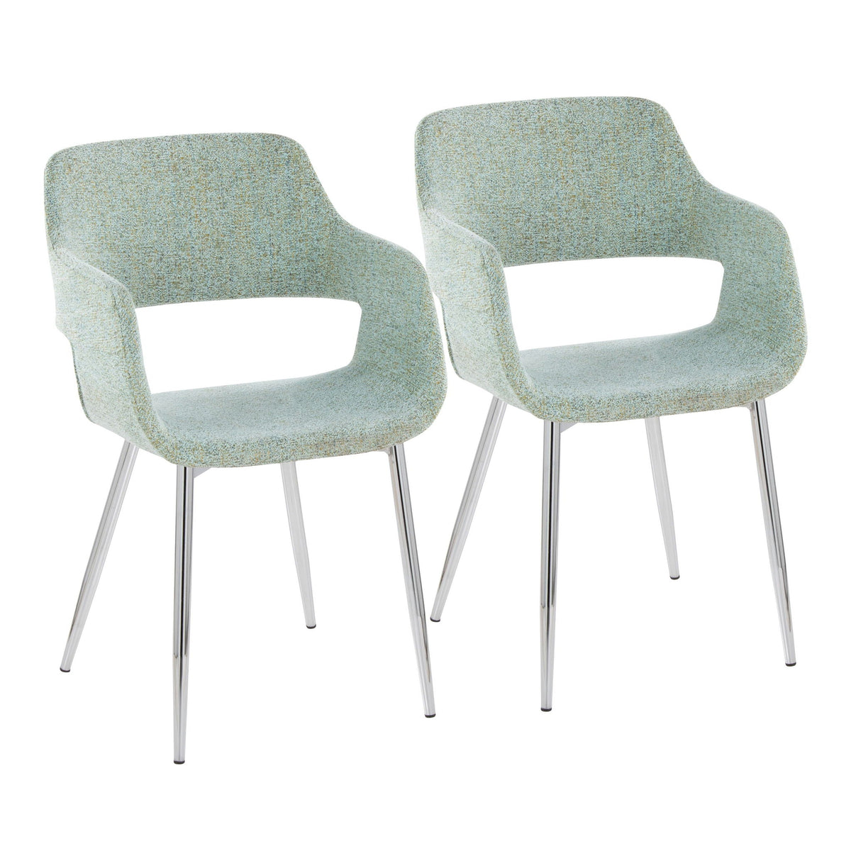 Contemporary dining chair set with metal legs in blue speckled upholstery, 2 chairs on Tampa Home & Garden Store