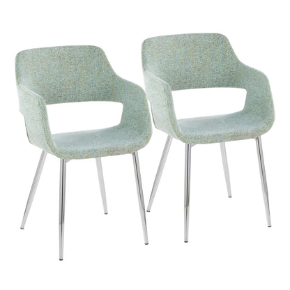 Contemporary dining chair set with metal legs in blue speckled upholstery, 2 chairs on Tampa Home & Garden Store