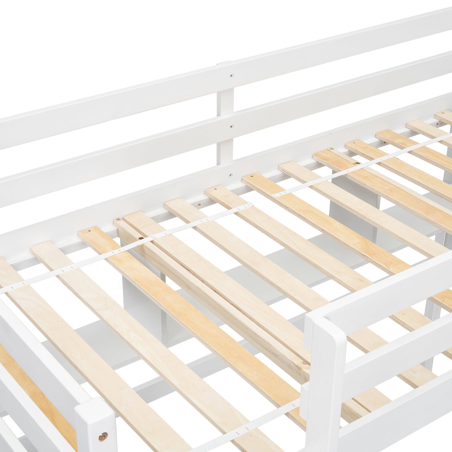 Twin Loft Bed with built-in desk and bookcase of three compartments, Guardrails and Ladder,White - Tampa Home & Garden Store