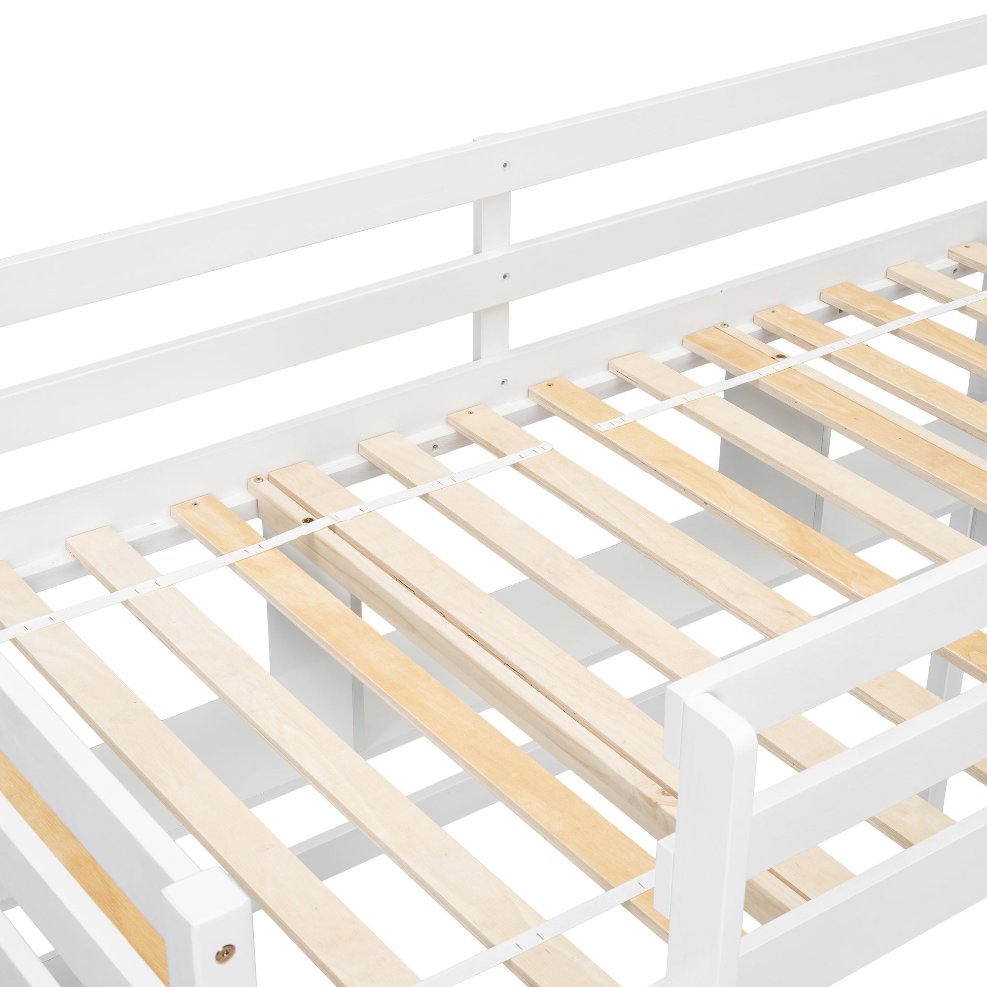 Twin Loft Bed with built-in desk and bookcase of three compartments, Guardrails and Ladder,White - Tampa Home & Garden Store