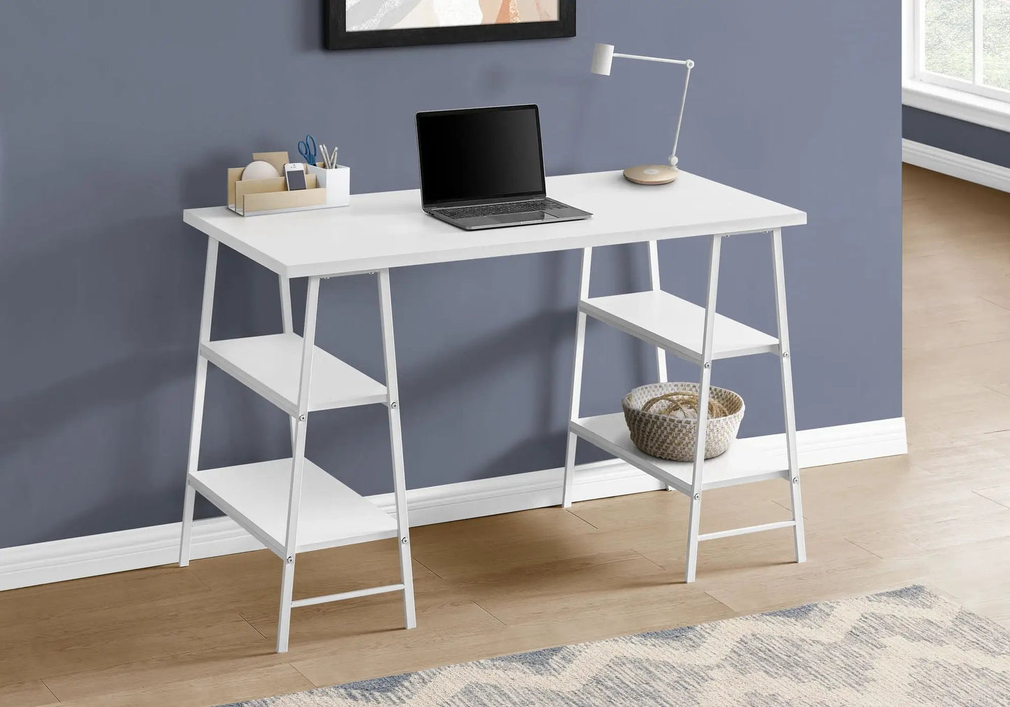 Industrial Computer Desk with Shelves for Home