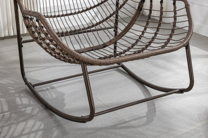 Outdoor rattan rocking chair with brown woven frame by HouseOfZazla on Tampa Home & Garden Store