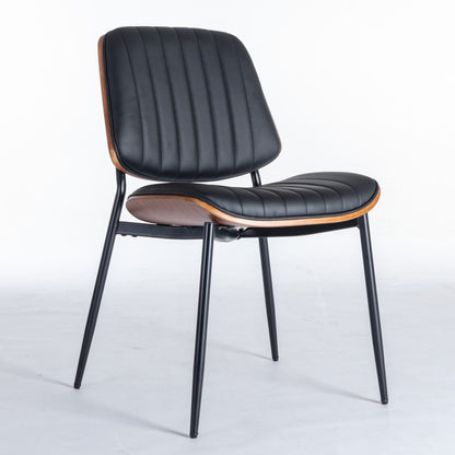 Dining chairs set of 2 with black upholstered seats and walnut bentwood back, metal legs on Tampa Home & Garden Store