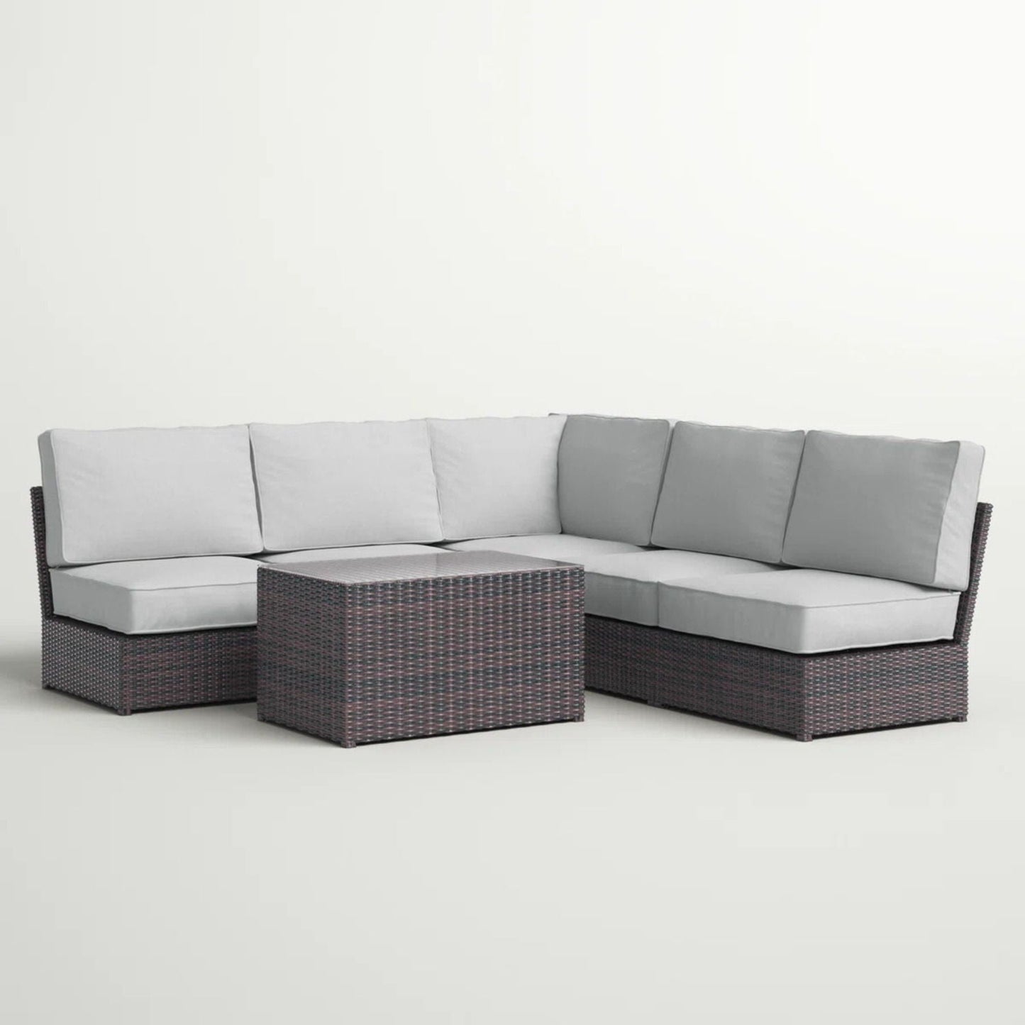 Modular Espresso Outdoor Sofa Set With Cushions
