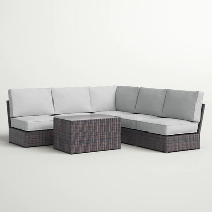 Modular Espresso Outdoor Sofa Set With Cushions
