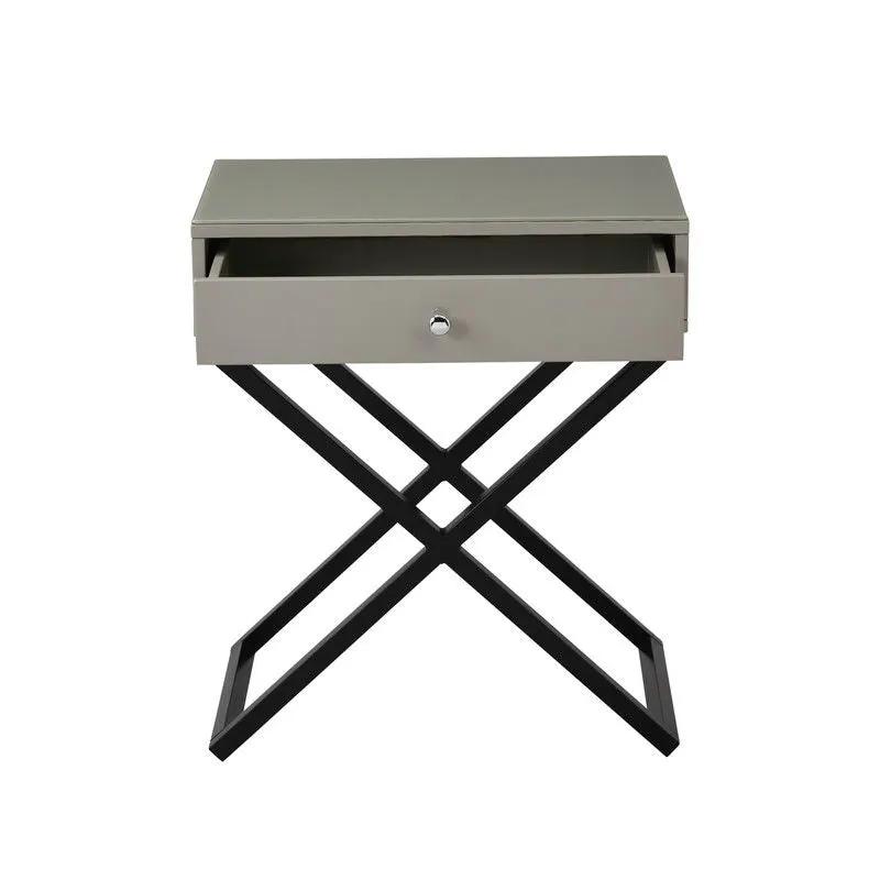 Koda End Side Table Nightstand with drawer and X-shaped metal base, Unique Piece Furniture on Tampa Home & Garden Store