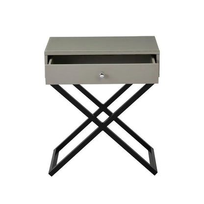 Koda End Side Table Nightstand with drawer and X-shaped metal base, Unique Piece Furniture on Tampa Home & Garden Store
