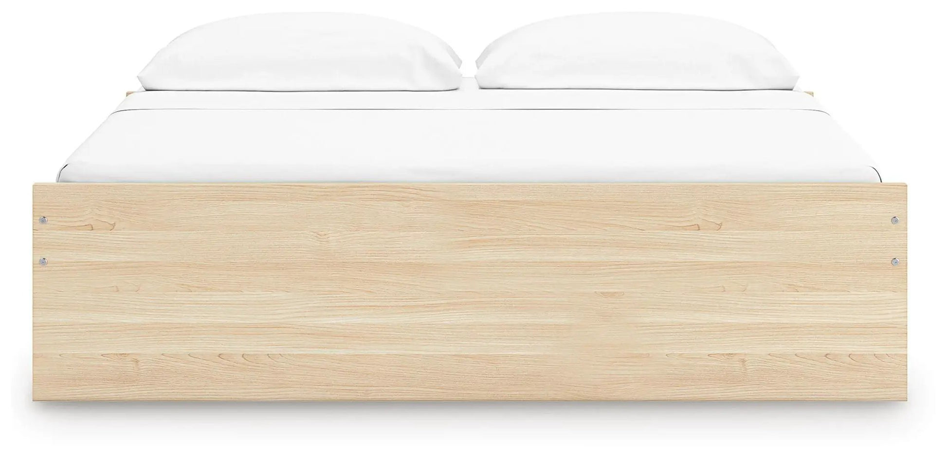 Onita platform bed storage bed by Unique Piece Furniture in light oak with white bedding on Tampa Home & Garden Store
