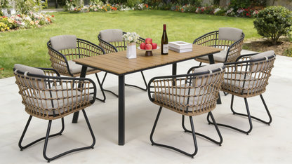 7 Piece Outdoor Wicker Dining Set and Table