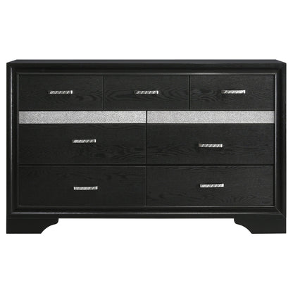 Annie 4 Piece Bedroom Set dresser by HouseOfZazla in black wood with silver bar pulls on Tampa Home & Garden Store