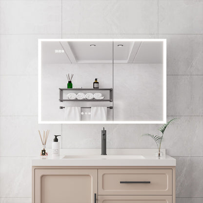 LED medicine cabinet Pearl Silver with defogger and digital display by HouseOfZazla on Tampa Home & Garden Store