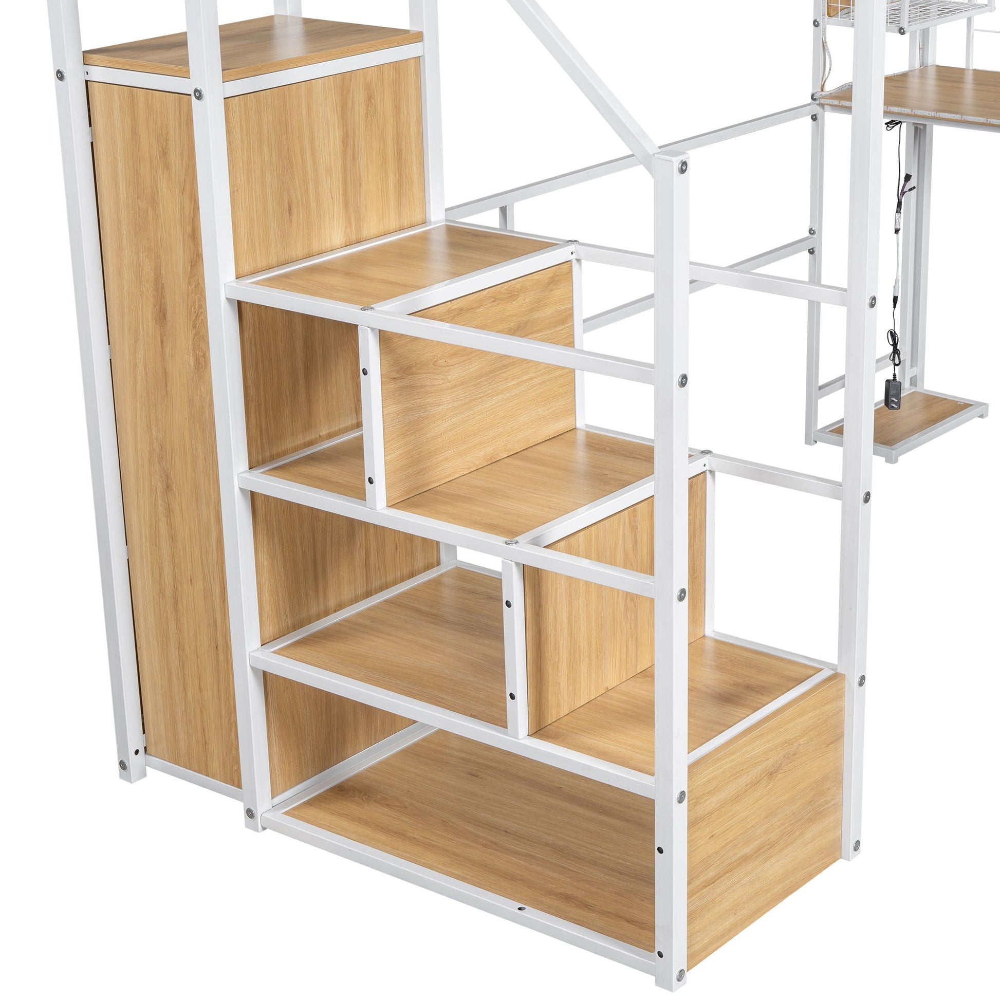 Loft Bed with built-in work station, wardrobe and LED by HouseOfZazla, white frame on Tampa Home & Garden Store