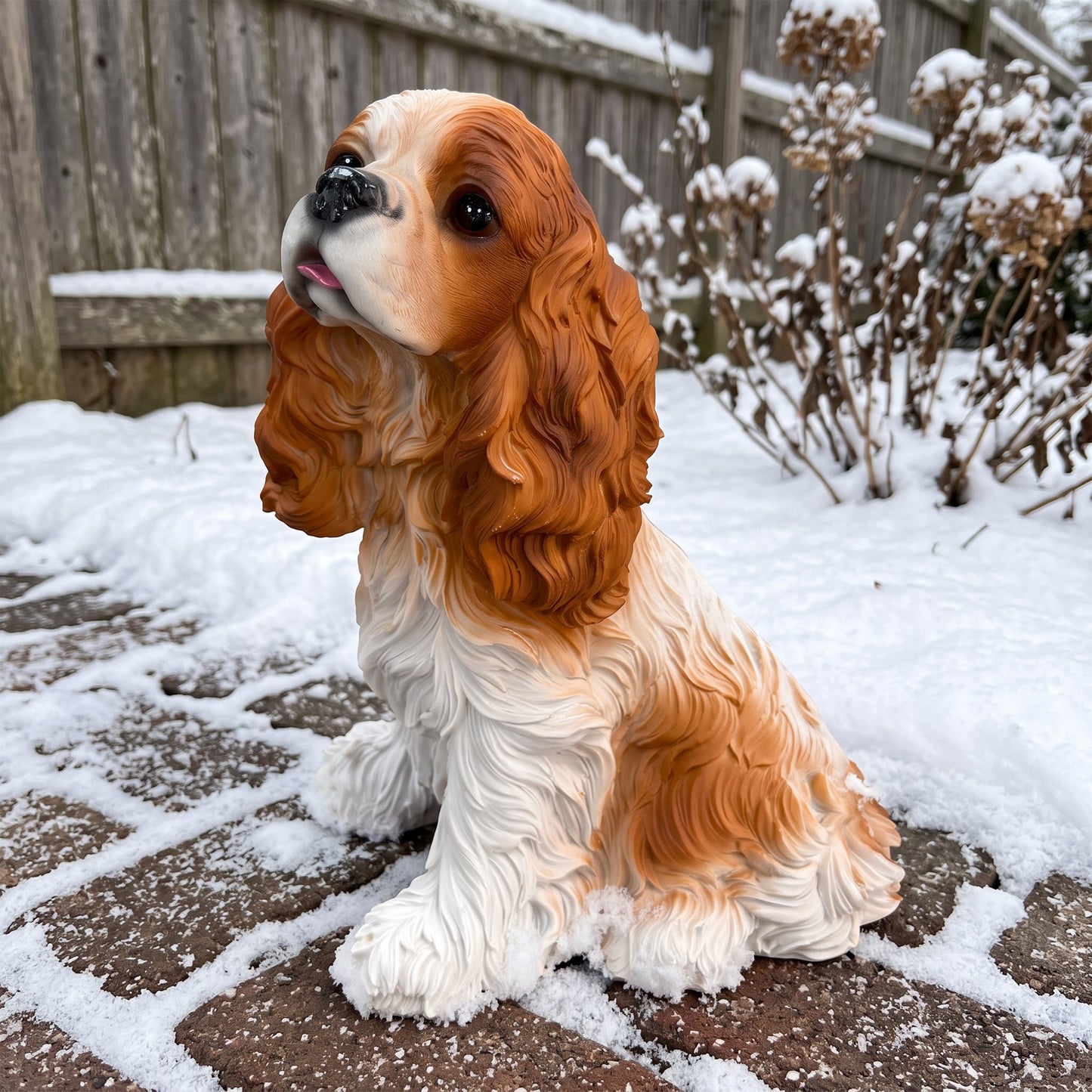 Charlie the Beagle Garden Statue orange and white resin sculpture HouseOfZazla on Tampa Home & Garden Store