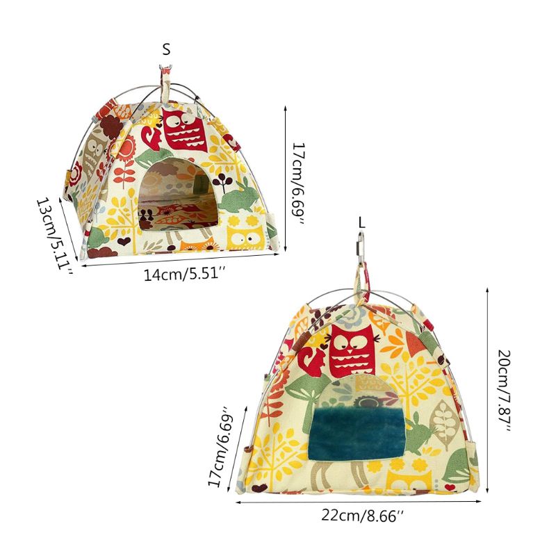 Parrot Tent Hanging Canvas Bird Hammock, owl-leaf print, two sizes, by Sell My Stuff on Tampa Home & Garden Store