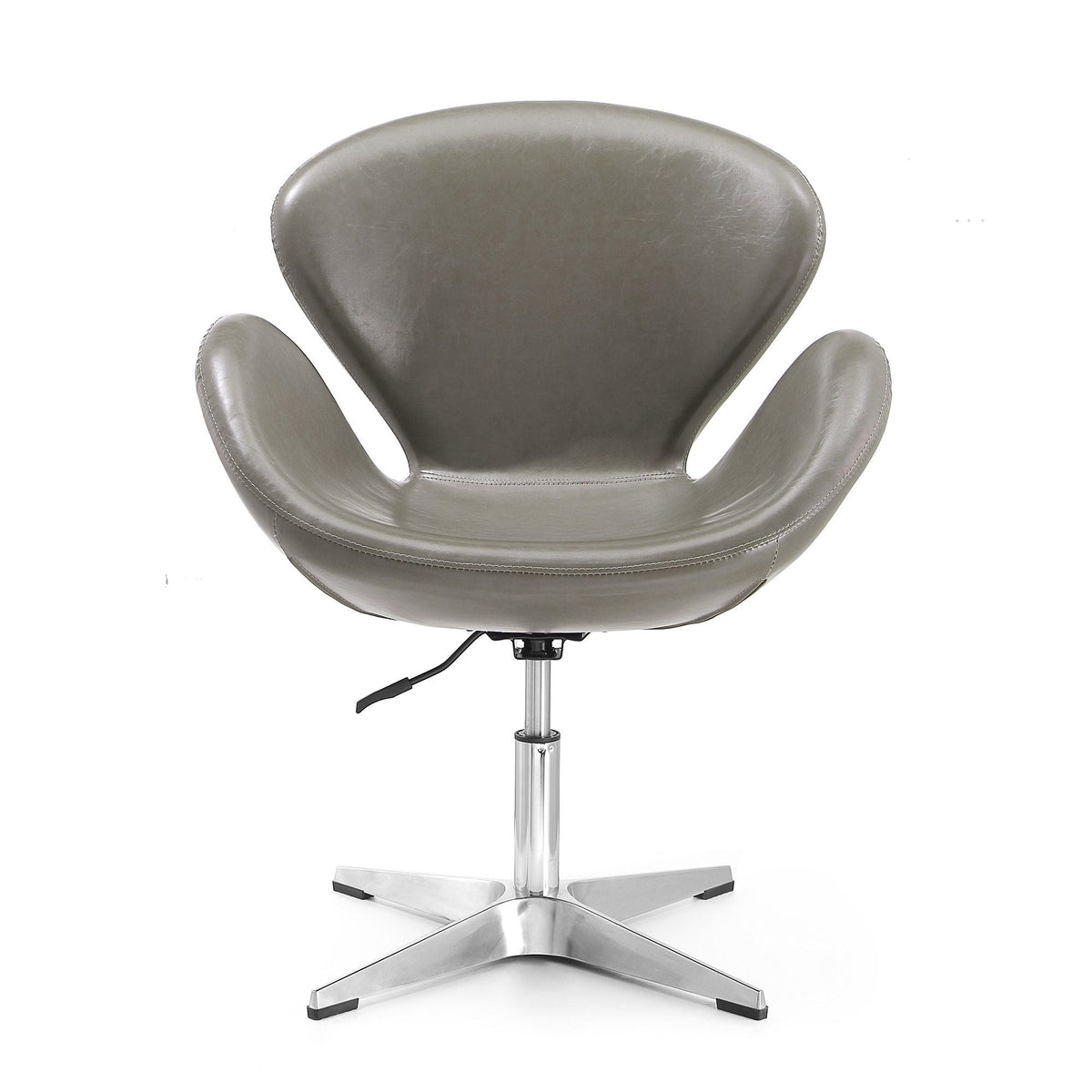 Raspberry Swivel Lounge Chair gray leather with chrome pedestal base and 360-degree rotation on Tampa Home & Garden Store