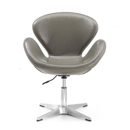 Raspberry Swivel Lounge Chair gray leather with chrome pedestal base and 360-degree rotation on Tampa Home & Garden Store