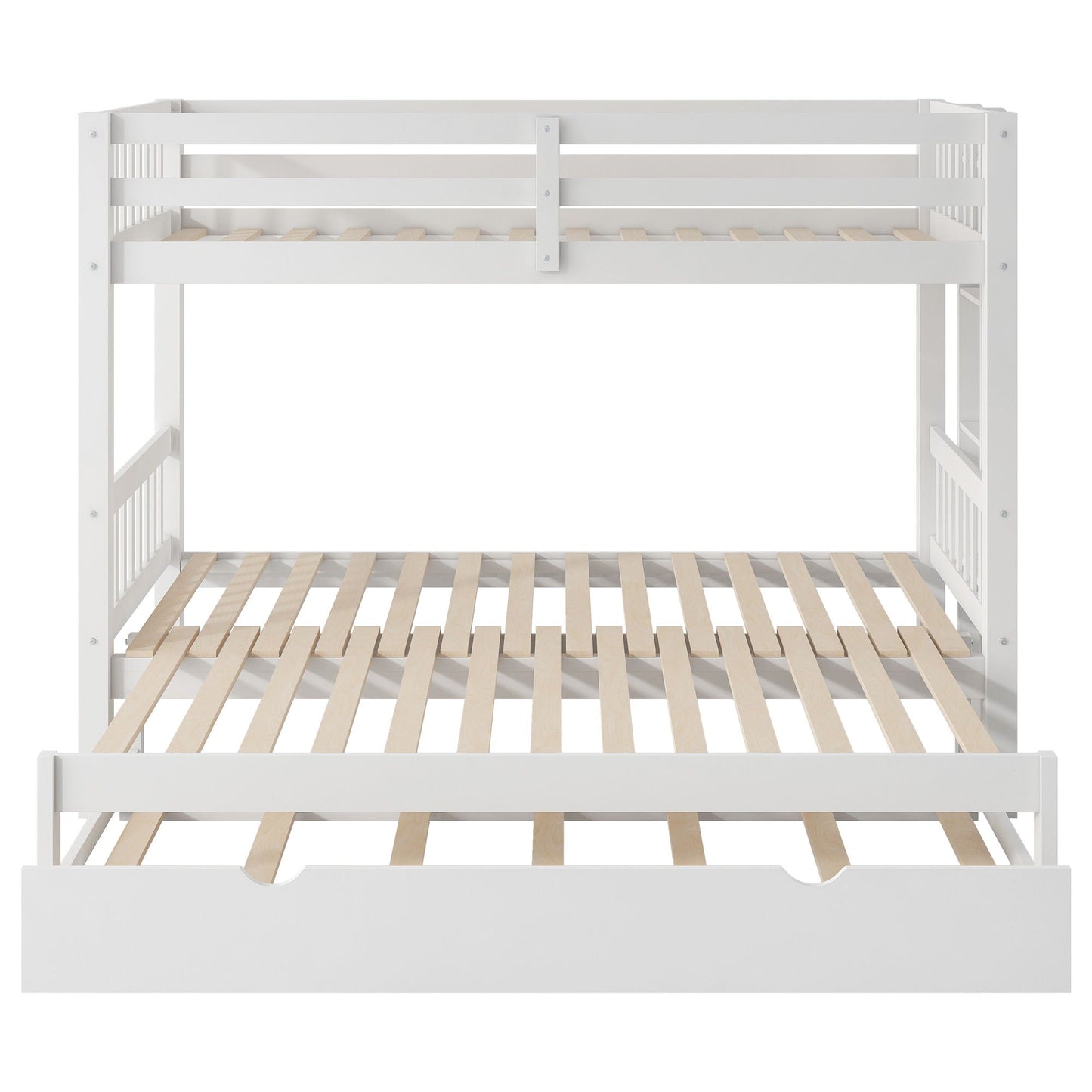 Smooth Mobility Bunk Bed With Trundle white frame, natural wood slats, HouseOfZazla on Tampa Home & Garden Store