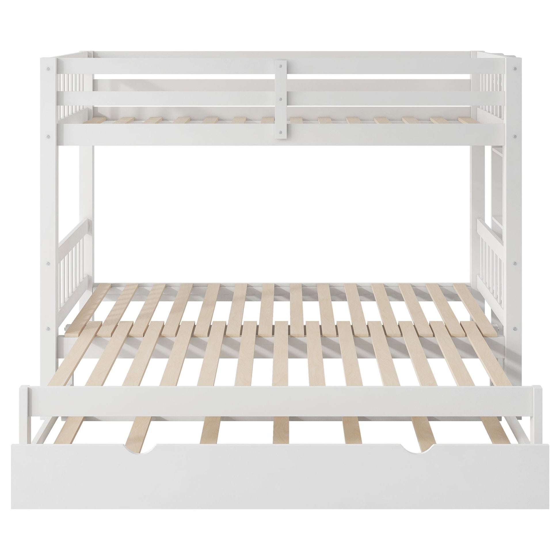 Smooth Mobility Bunk Bed With Trundle white frame, natural wood slats, HouseOfZazla on Tampa Home & Garden Store