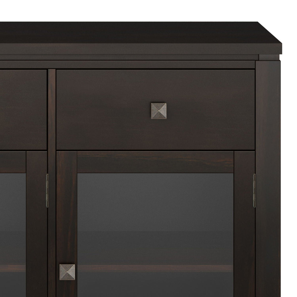 Handcrafted Sideboard Buffet With Glass Doors espresso wood; square knobs HouseOfZazla on Tampa Home & Garden Store