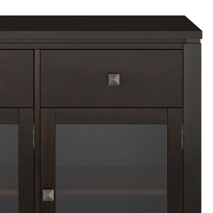 Handcrafted Sideboard Buffet With Glass Doors espresso wood; square knobs HouseOfZazla on Tampa Home & Garden Store