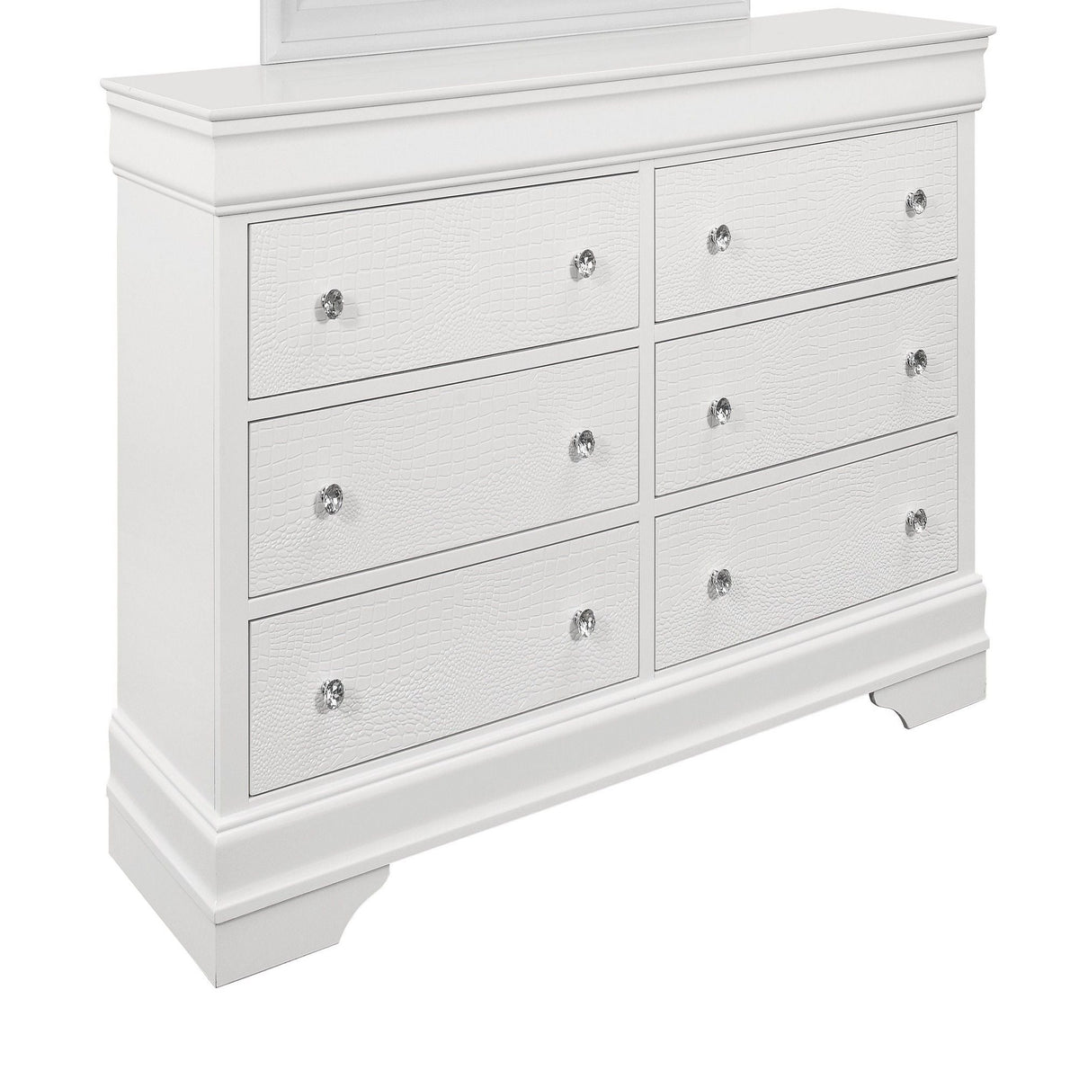 Dark gray crocodile-textured dresser with sparkling crystal knobs by HouseOfZazla on Tampa Home & Garden Store