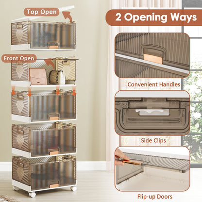 3/4/5/6-Cube Stackable Storage Bins with Detachable Wheels