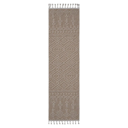 Guros indoor/outdoor rug runner, beige diamonds, tassel fringe, Unique Piece Furniture on Tampa Home & Garden Store