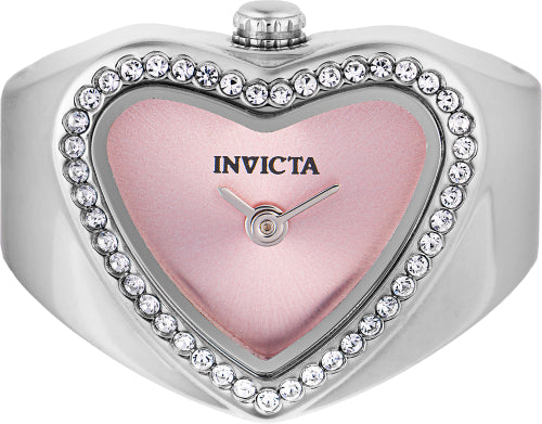 Invicta Women's Mini watch with pink heart dial, crystal bezel, silver-tone band on Tampa Home & Garden Store