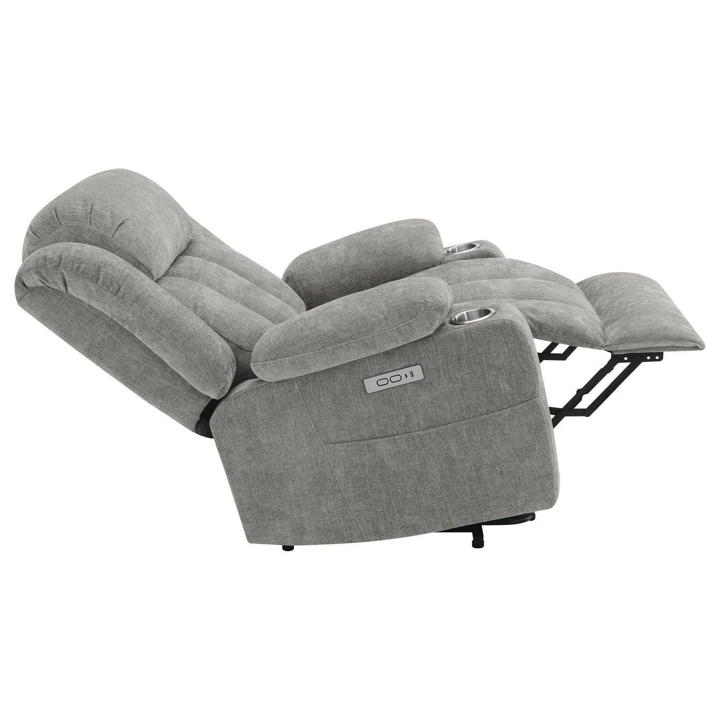 Beca Upholstered Power Lift Recliner with cupholders and USB charging, gray fabric by HouseOfZazla on Tampa Home & Garden Store