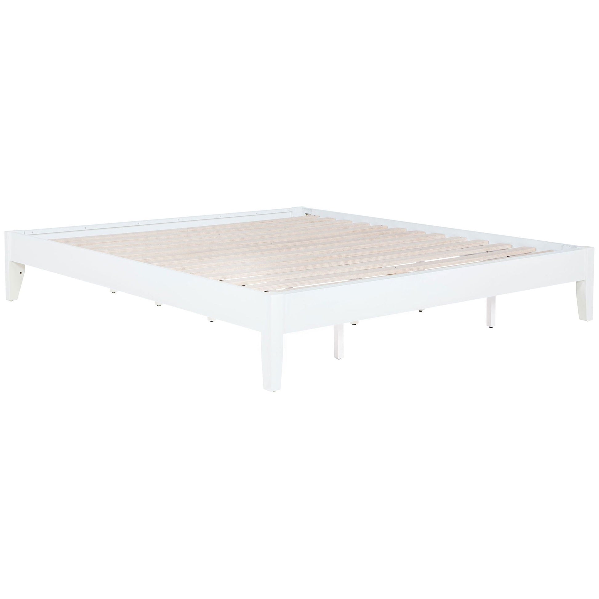 Hounslow Platform Bed white wooden frame with slatted base by HouseOfZazla on Tampa Home & Garden Store