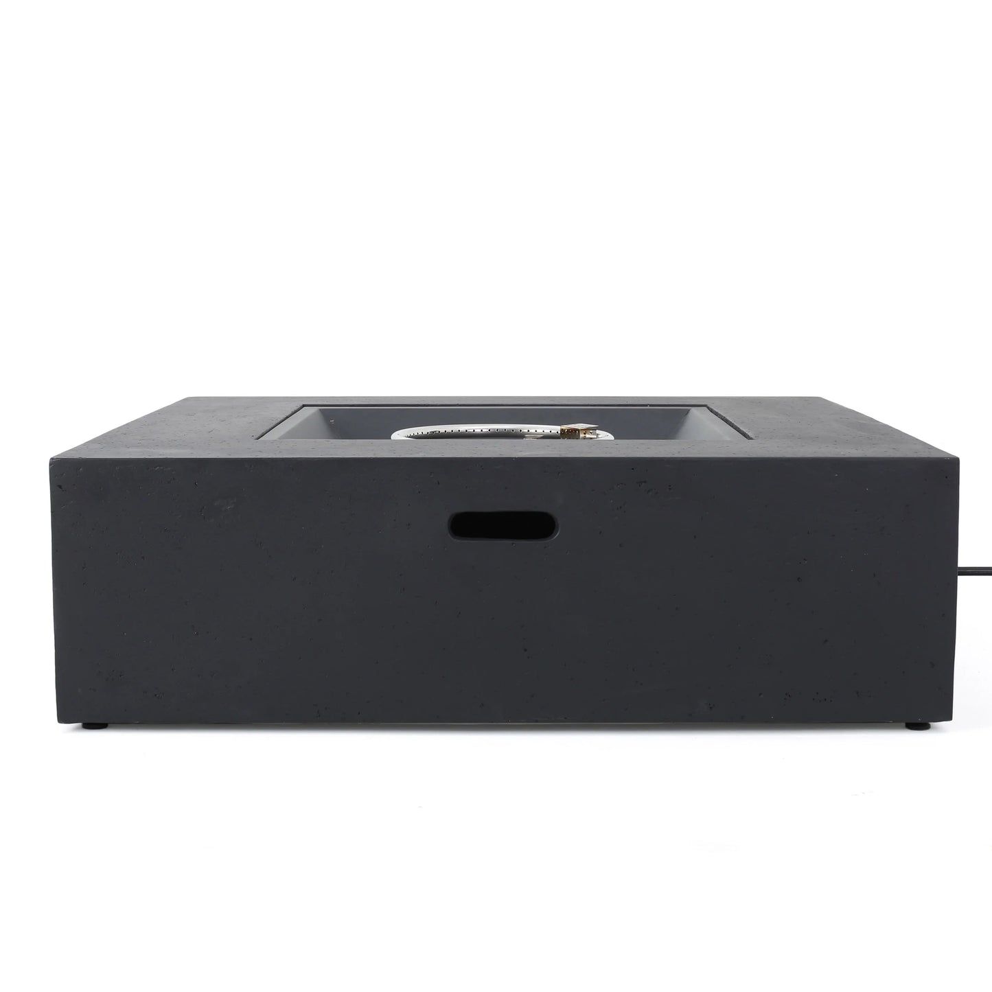 Outdoor 50000 BTU propane fire pit in dark grey with built-in burner and tank holder on Tampa Home & Garden Store