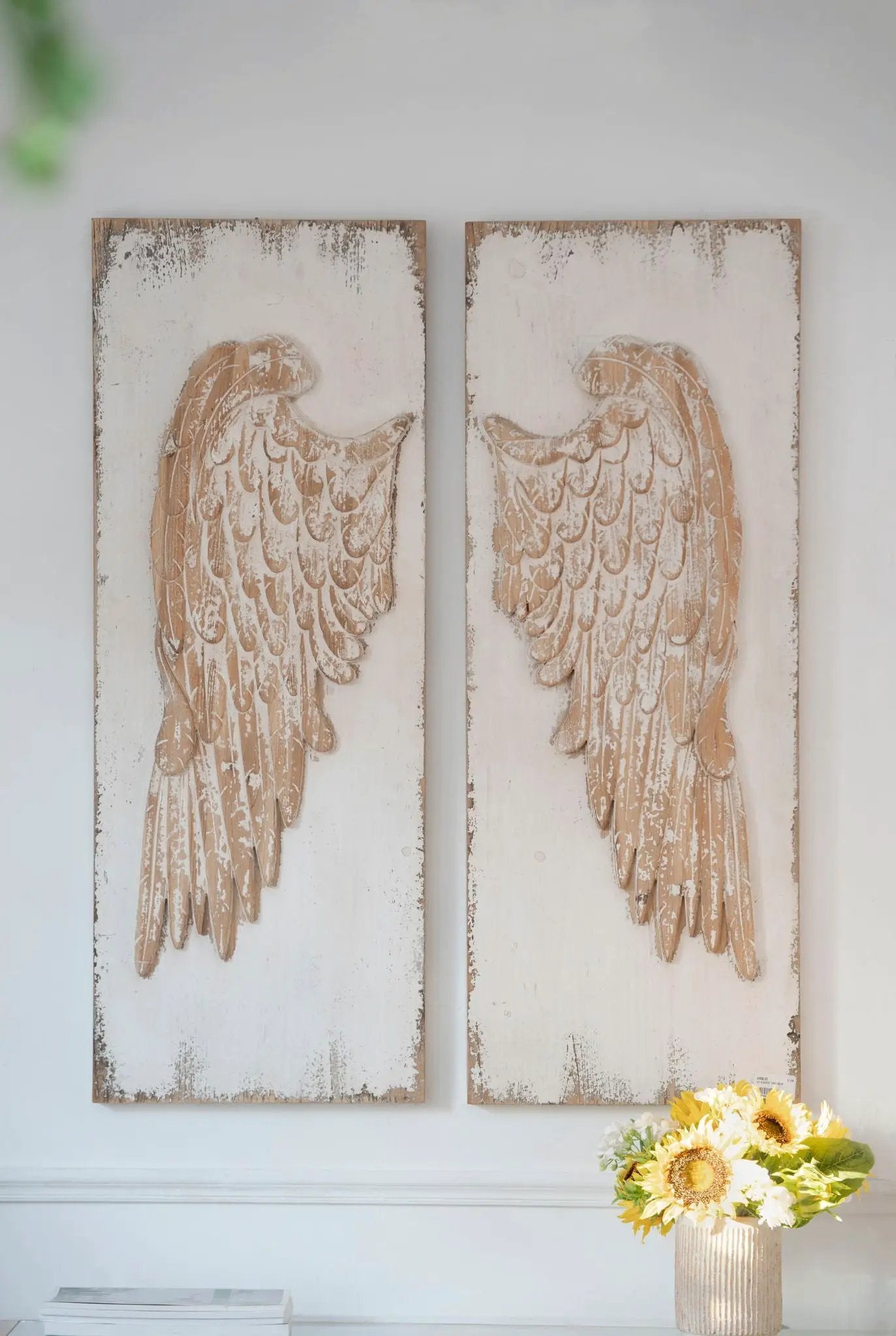 Feather Wing Wall Panels with Distressed Art