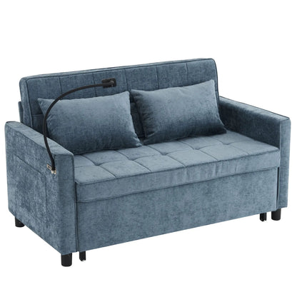 Blue fabric sleeper loveseat with USB ports and phone holder by Unique Piece Furniture on Tampa Home & Garden Store
